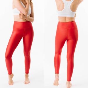 Zyia Active Red Metallic Light n Tight Hi-Rise 7/8 24” Size 12